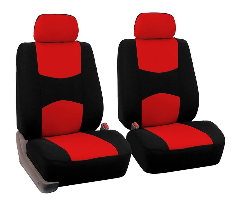 FH Group Car Seat Covers Front Set in Cloth - Car Seat Covers for Low Back Car Seats with Removable Headrest,Universal Fit,Automotive Seat Covers,Washable Car Seat Cover for SUV,Sedan,Van Red - Image 1
